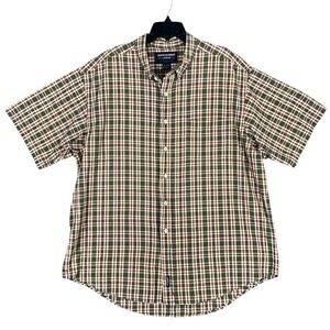 Abercrombie Fitch‎ Business Casual Outdoor Plaid Shirt Men XL Beige Short Sleeve